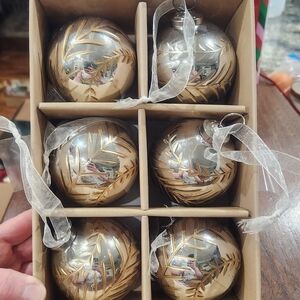 🆕️ Tidings & Joy Glass Ornaments 6 pc set